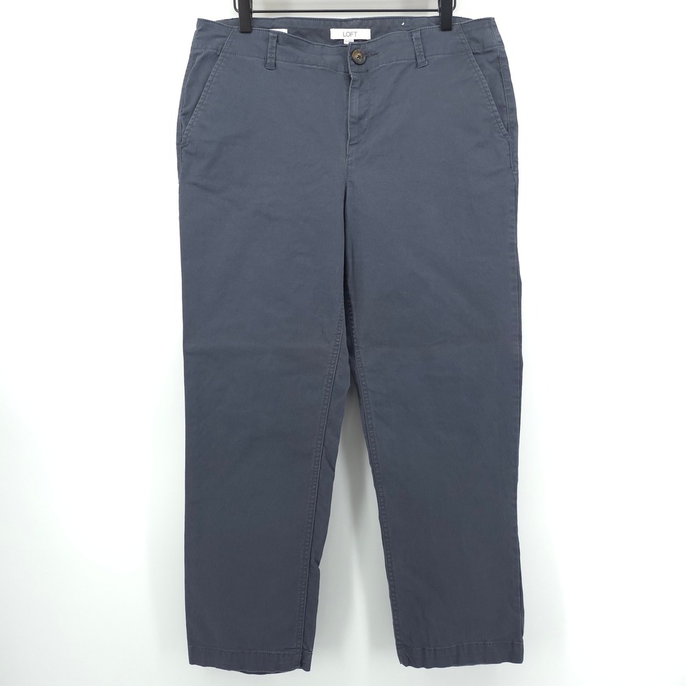 LOFT Womens Pants The Monroe Slim 10 Gray Chino Ankle Workwear Stretch